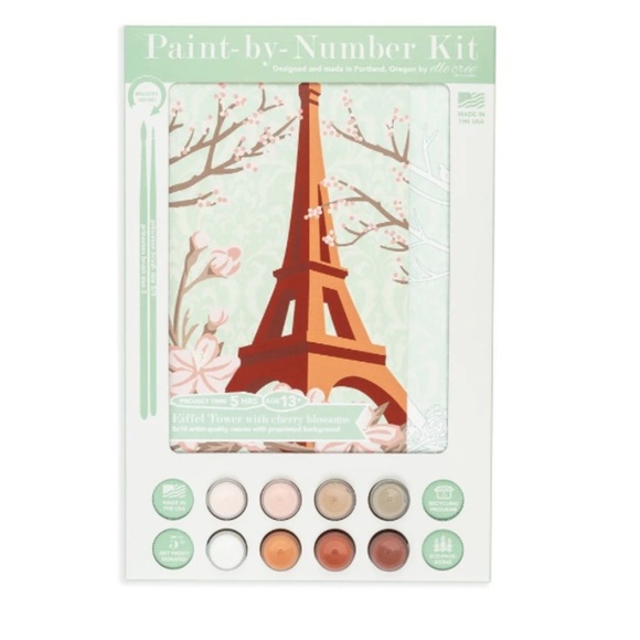 Eiffel Tower with Cherry Blossoms | 8x10 paint-by-number kit NEW - Picture 2 of 5